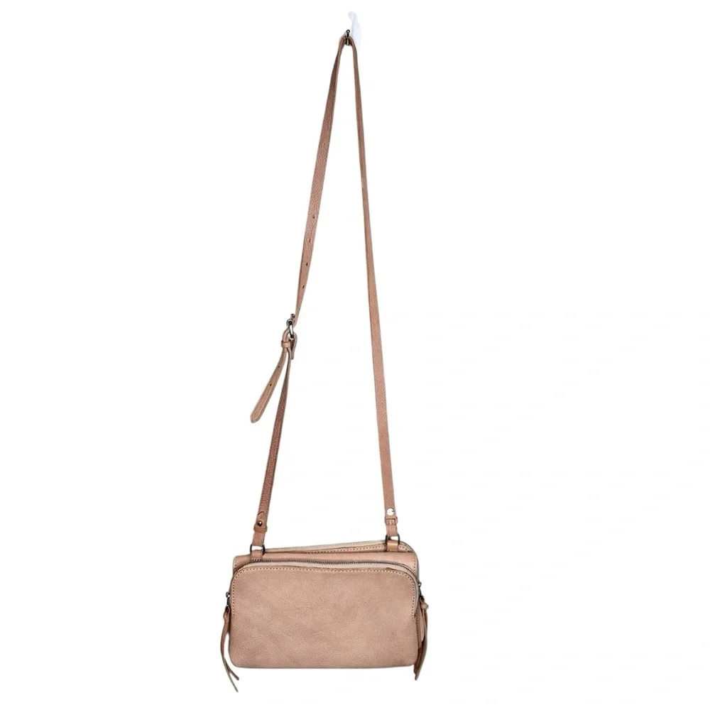 Madewell Twin Pouch Leather Crossbody Bag Washed Leather Light Tan Purse - Picture 6 of 16